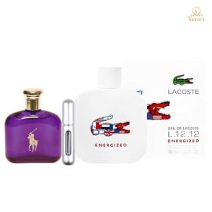 Combo Lacost3 Energiz3d Men + Polo Raph L4uren 50ml Dama + Atomizador
